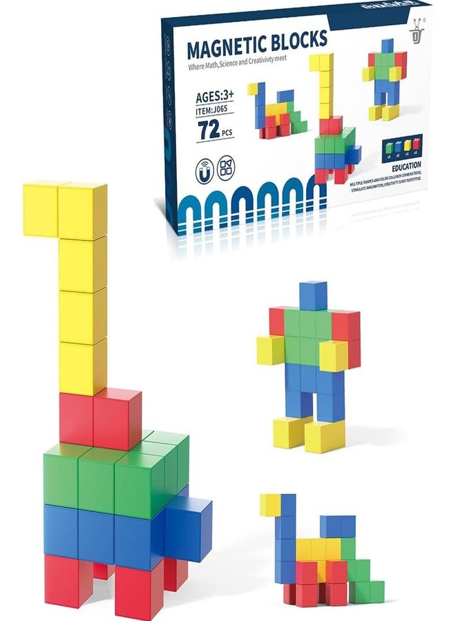 Lefan Magnetic Building Blocks 72 pcs Colorful STEM Educational Toys for Kids Montessori Learning Construction Set to Boost Creativity Imagination Cognitive Skills Gift 3 4 5 6 7 8 Years Kids - Image 1